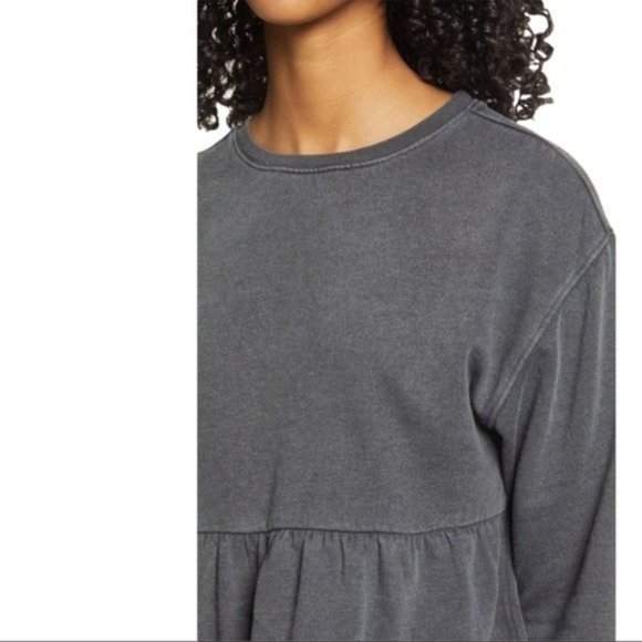 Bp. Ruffle Crop Babydoll Top - Black Washed - NWT Small - Picture 2 of 3